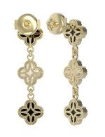 Серьги из лимонного золота c бриллиантами, ониксом и перламутром