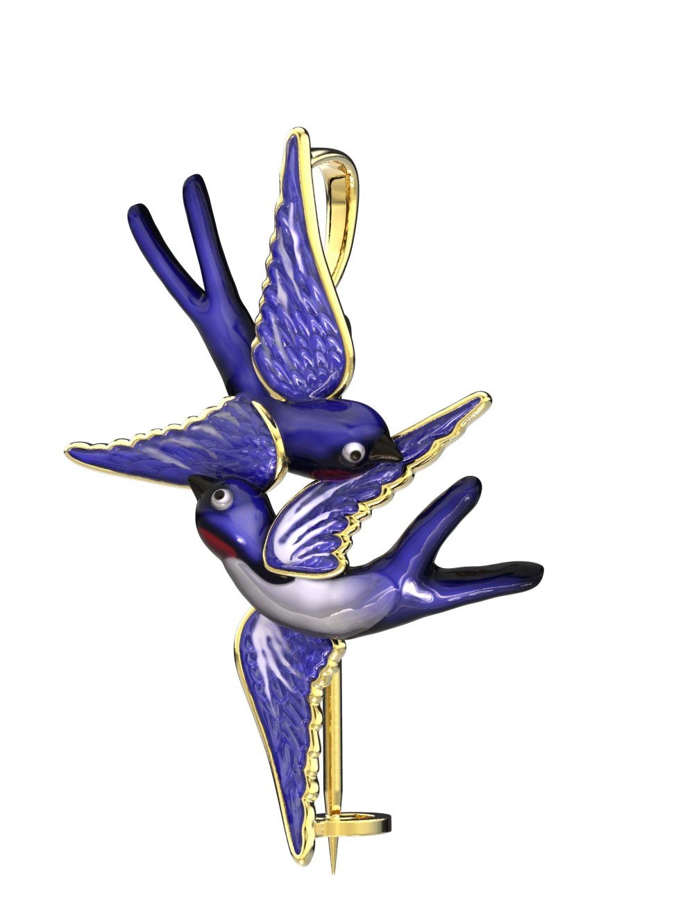 Брошь из лимонного золота c эмалью