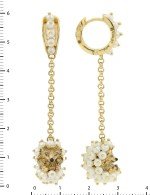 Серьги из лимонного золота c эмалью и жемчугом