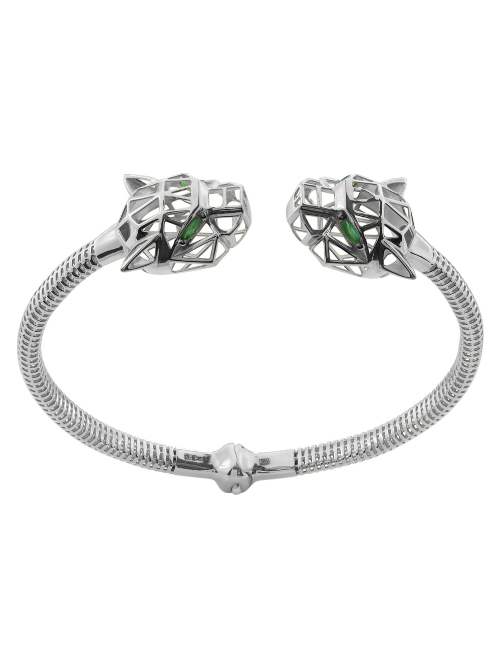 Браслет из белого золота 585 пробы c изумрудом