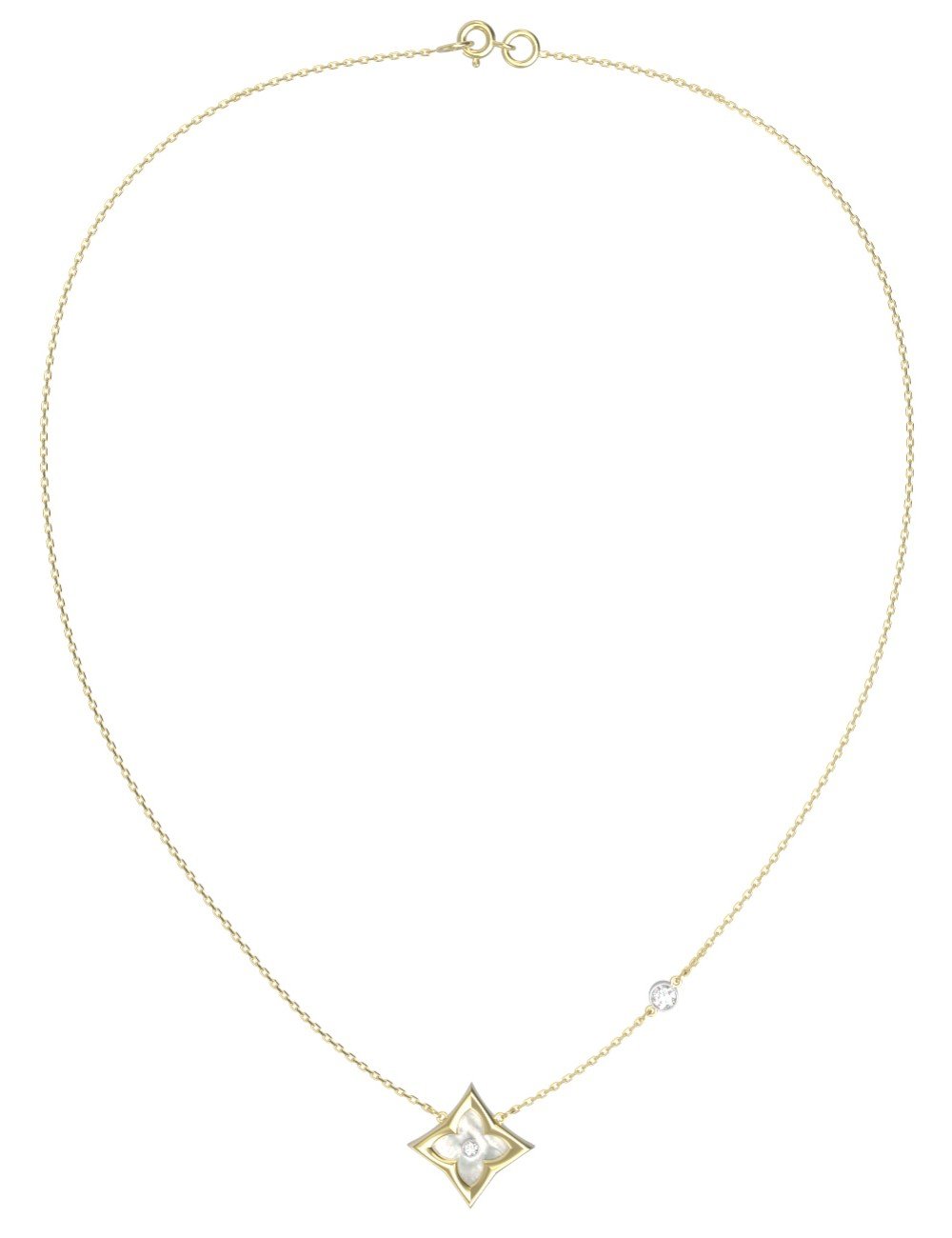 Колье из лимонного золота c бриллиантами и перламутром