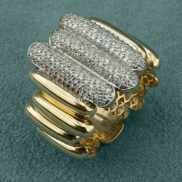 Кольцо из лимонного золота 585 пробы c бриллиантами