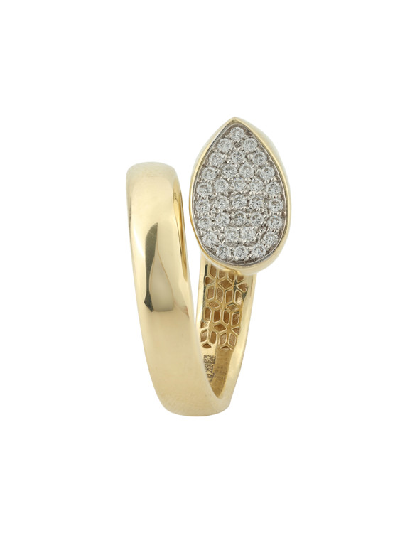 Кольцо из лимонного золота 585 пробы c бриллиантами