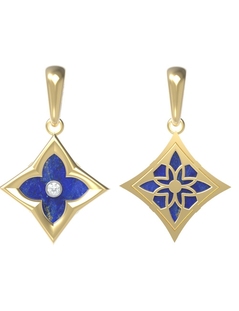 Подвеска из лимонного золота c бриллиантами и лазуритом