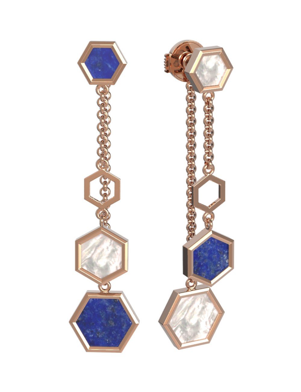 Серьги из золота c лазуритом и перламутром