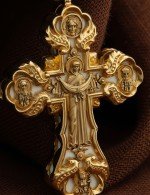 Крест из лимонного золота c бивнем мамонта