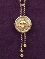 Колье из лимонного золота c ониксом и перламутром