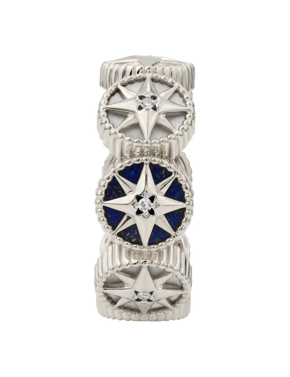 Кольцо из белого золота c бриллиантами, лазуритом и перламутром