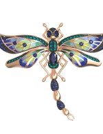 Брошь из золота c фианитом, сапфиром и эмалью