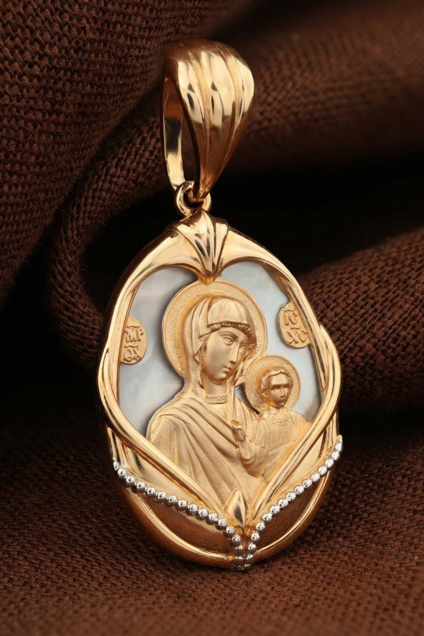 Образок из золота c перламутром