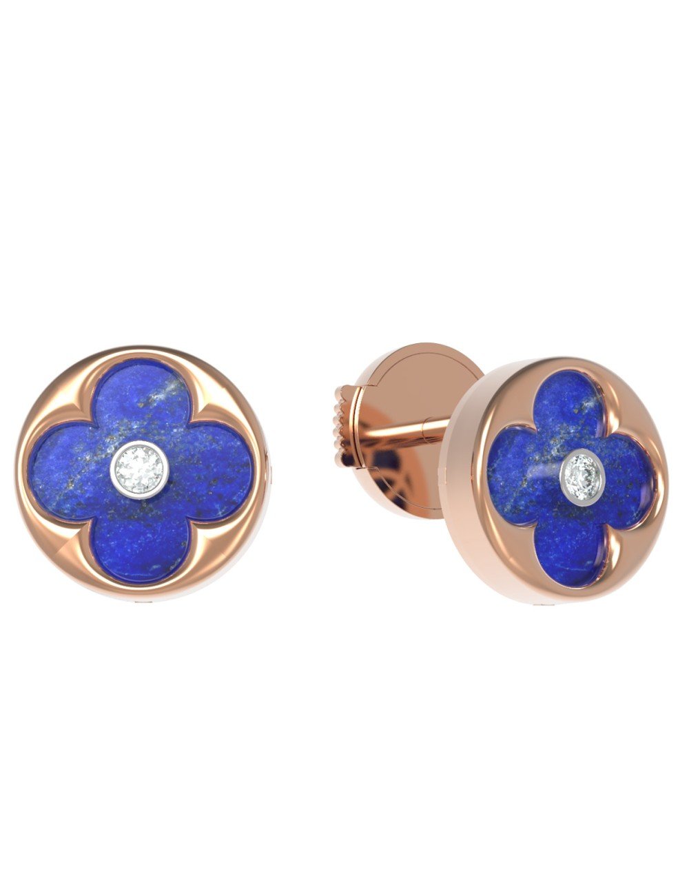 Серьги из золота c бриллиантами и лазуритом