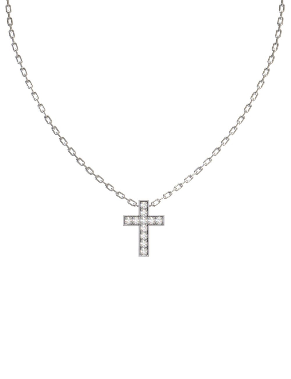 Крест из белого золота c бриллиантами