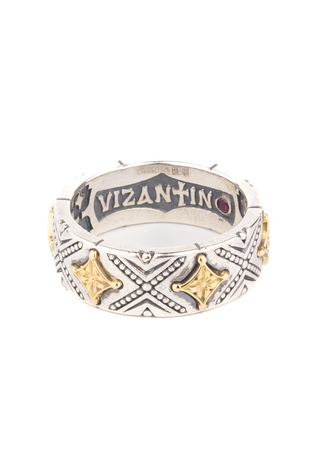 Кольцо из серебра 925 пробы и золота 750 пробы c рубином