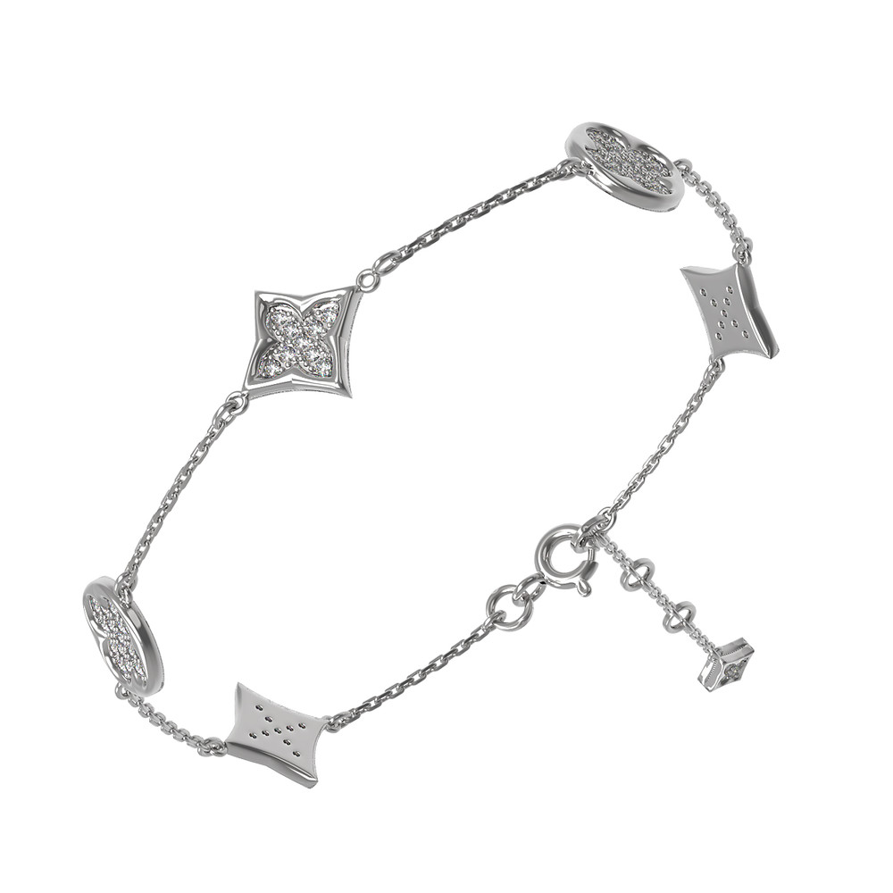 Браслет из белого золота 585 пробы c бриллиантами