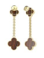 Серьги из лимонного золота c тигровым глазом