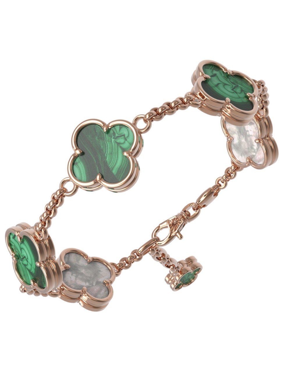 Браслет из золота c малахитом и перламутром