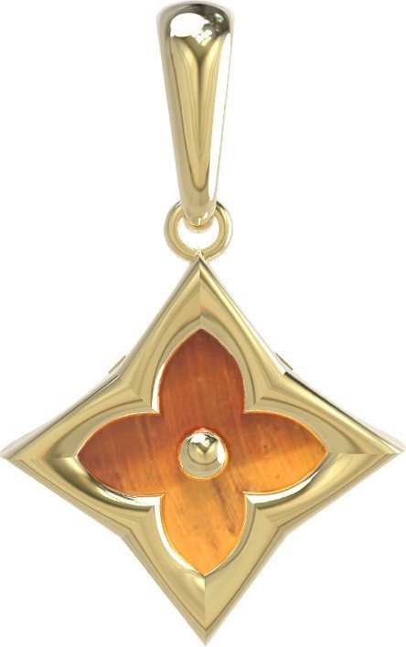 Подвеска из лимонного золота c тигровым глазом