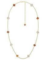 Колье из лимонного золота c тигровым глазом и перламутром