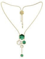 Колье из лимонного золота c малахитом и перламутром