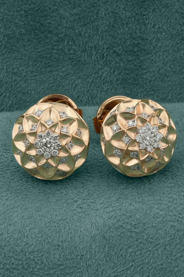 Серьги из красного золота 585 пробы c бриллиантами