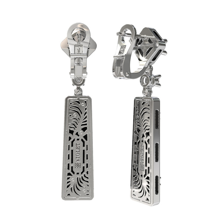 Серьги из белого золота 585 пробы c бриллиантами и ониксом