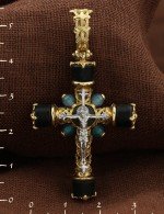 Крест из лимонного золота c ониксом и жадеитом