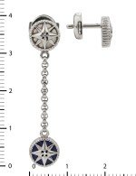 Серьги из белого золота c бриллиантами, лазуритом и перламутром