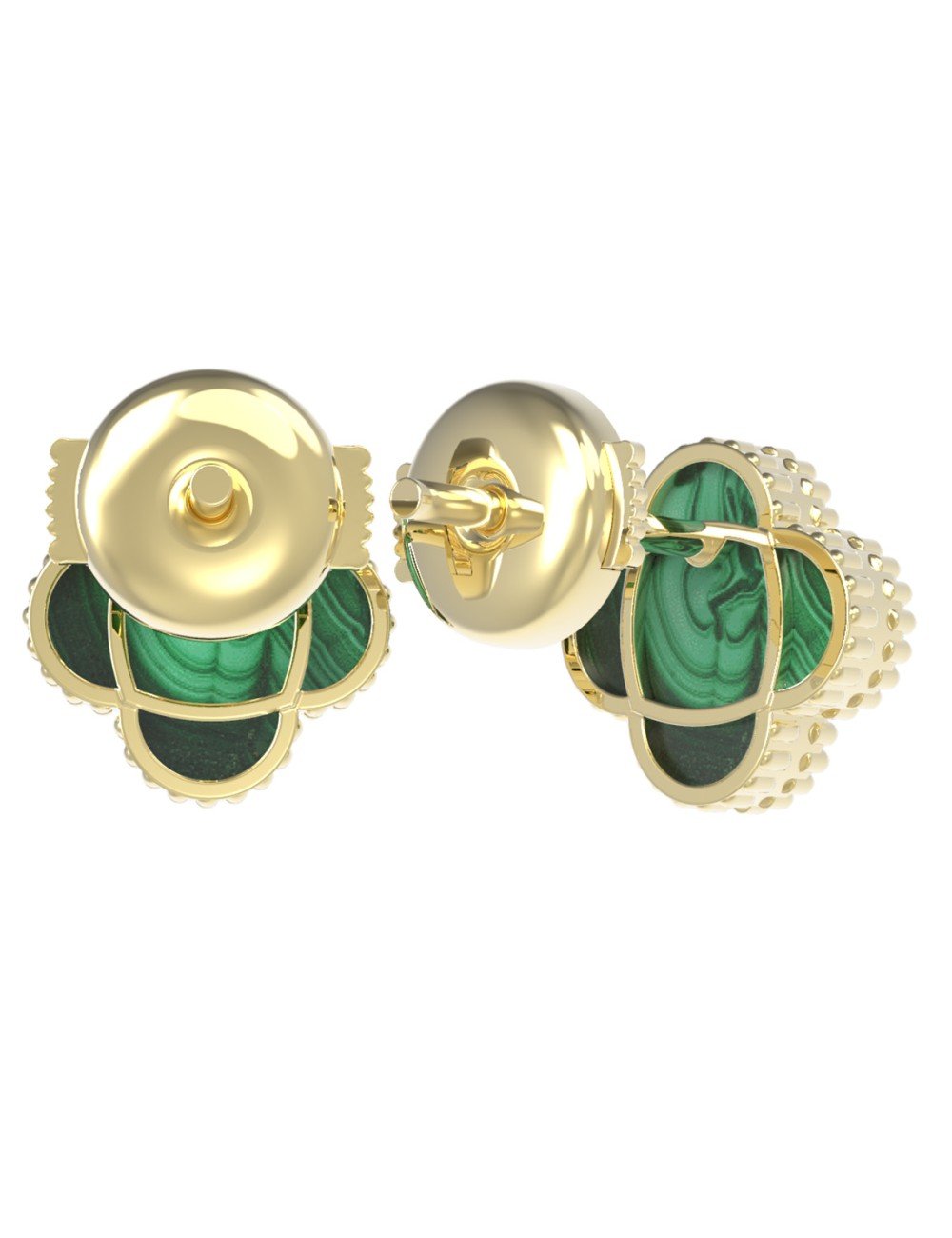 Серьги из лимонного золота c малахитом