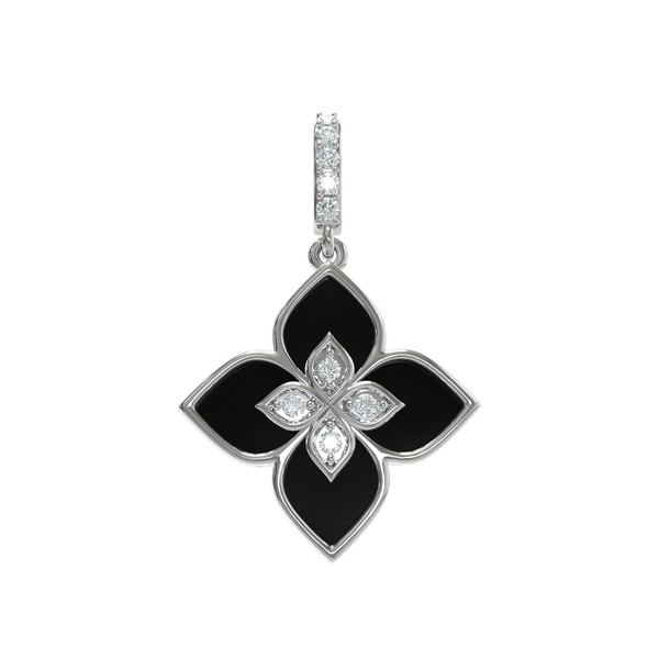 Подвеска из белого золота 585 пробы c бриллиантами и ониксом