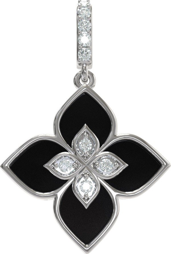 Подвеска из белого золота c бриллиантами и ониксом