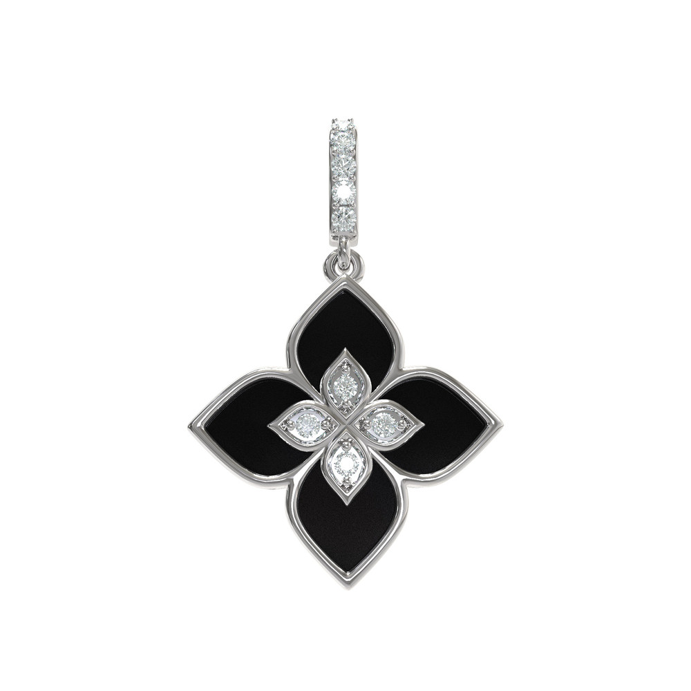 Подвеска из белого золота 585 пробы c бриллиантами и ониксом