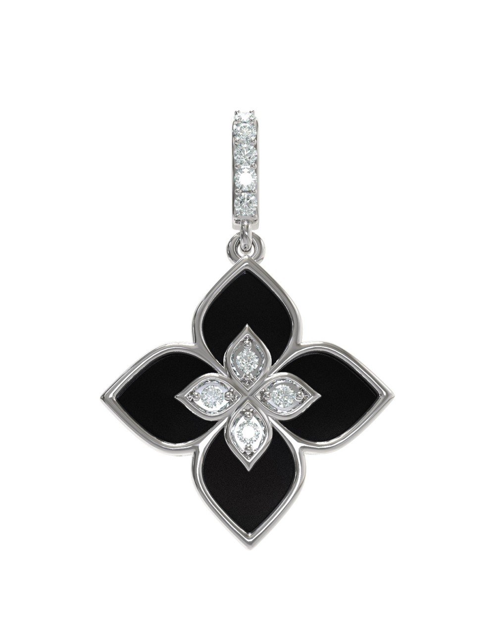 Подвеска из белого золота c бриллиантами и ониксом