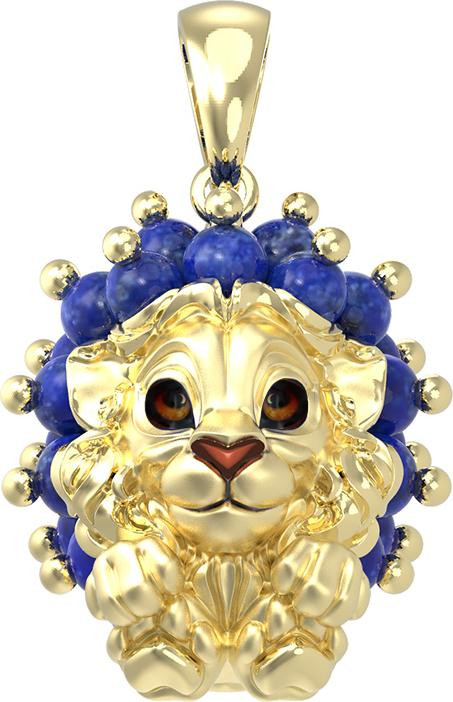 Подвеска из лимонного золота 585 пробы c эмалью и лазуритом