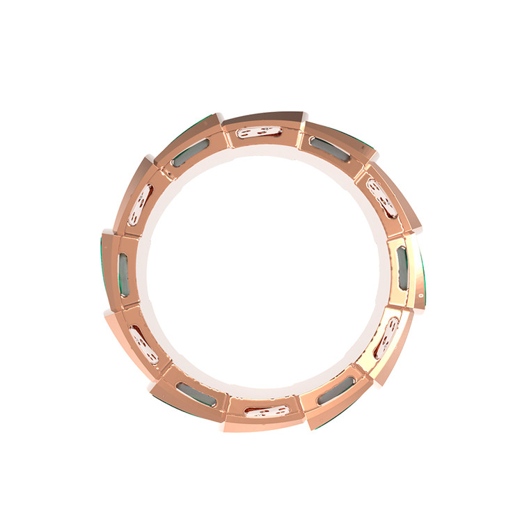 Кольцо из красного золота 585 пробы c бриллиантами и малахитом