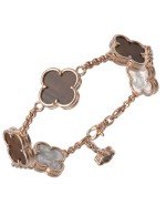 Браслет из золота c тигровым глазом и перламутром