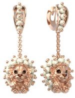 Серьги из золота c эмалью и жемчугом