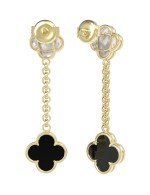 Серьги из лимонного золота c ониксом и перламутром