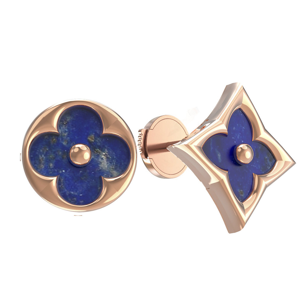 Серьги из красного золота 585 пробы c лазуритом