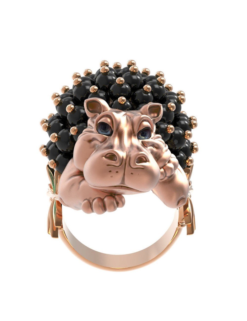 Кольцо из золота c эмалью и ониксом