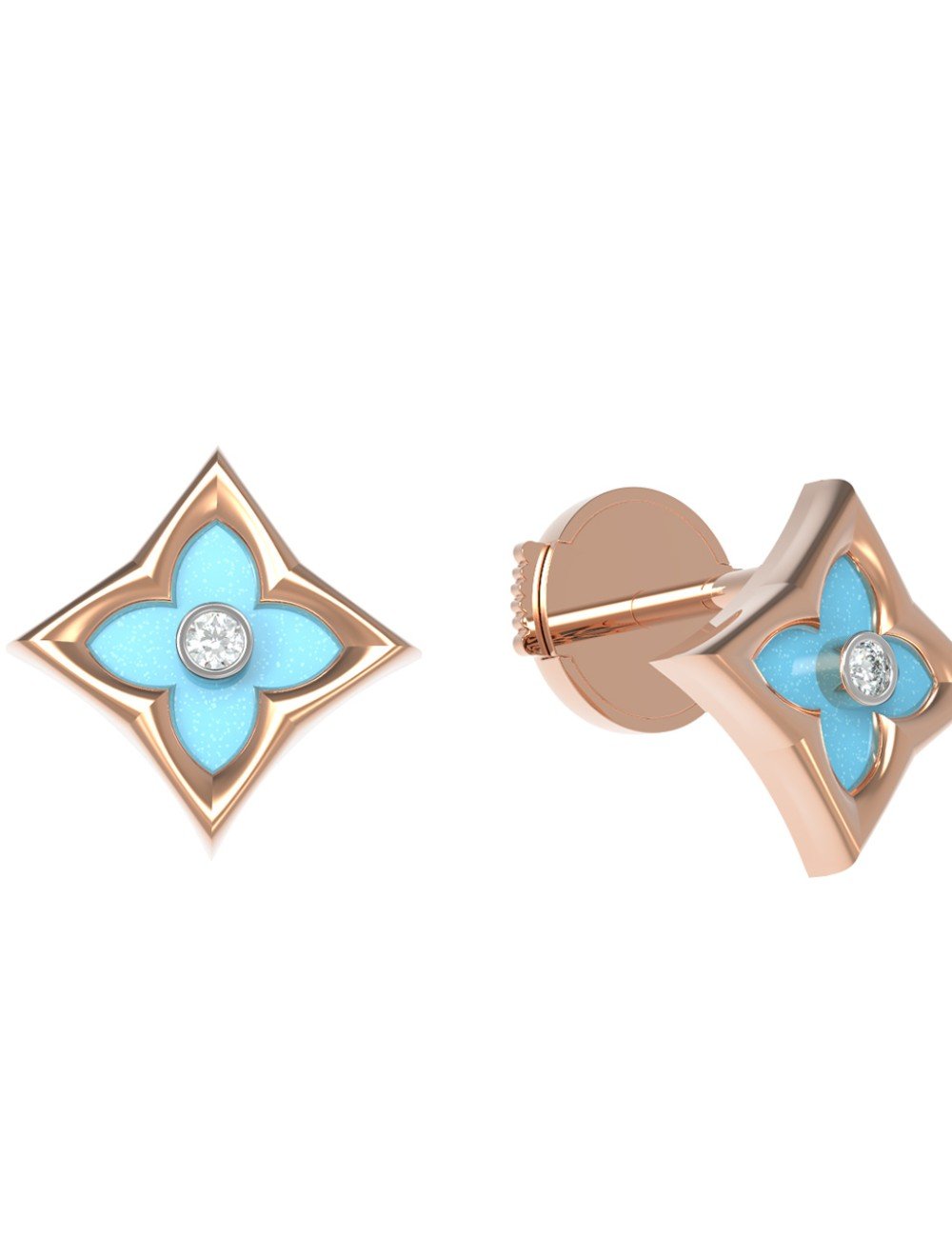 Серьги из золота c бриллиантами и бирюзой