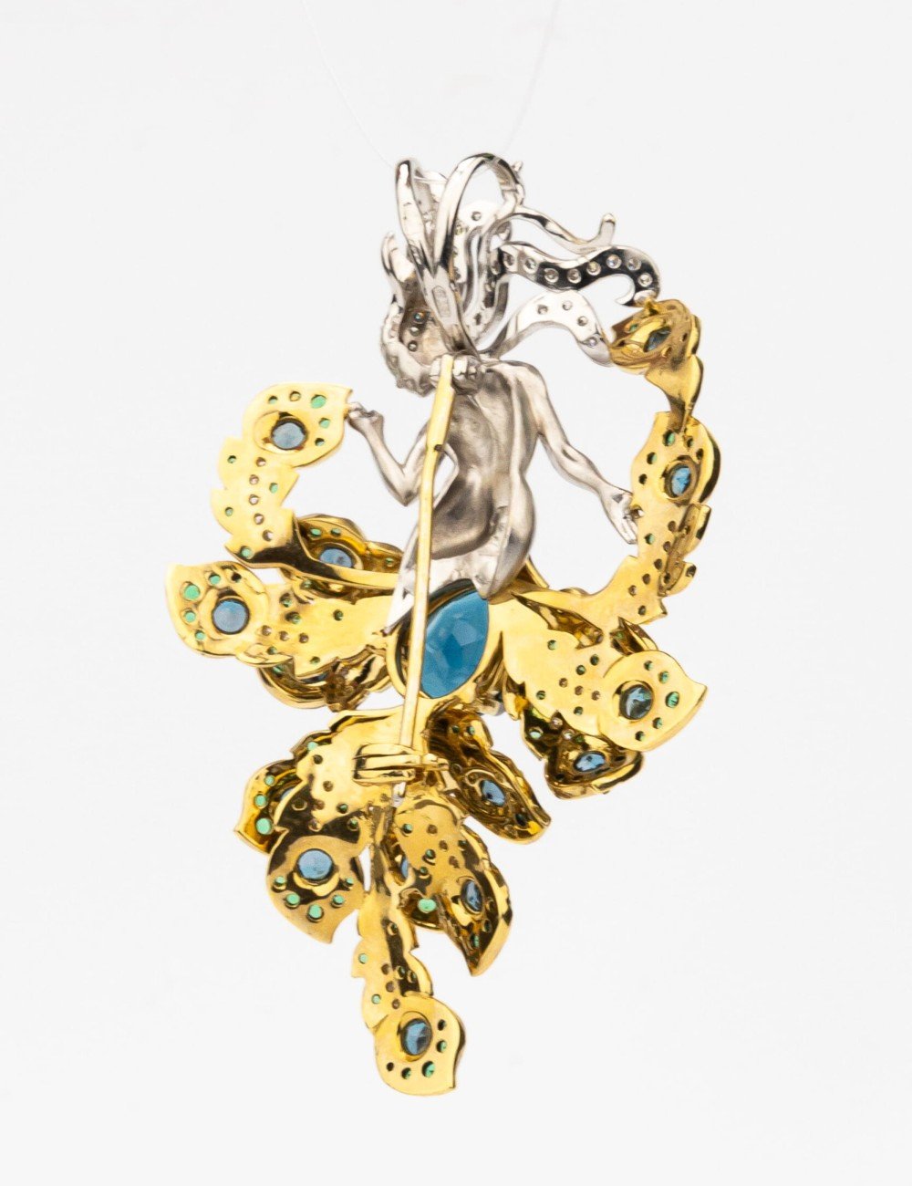 Брошь из лимонного золота c фианитом и топазом London