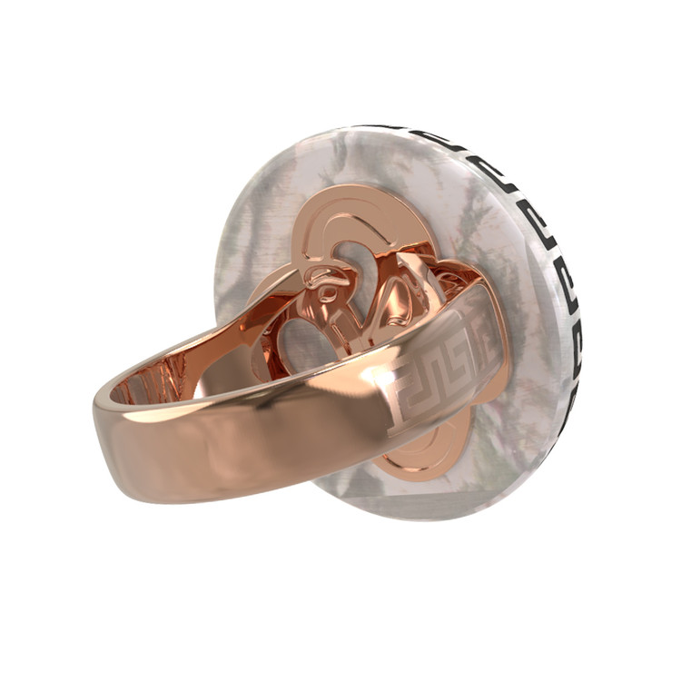 Кольцо из красного золота 585 пробы c эмалью и перламутром