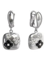 Серьги из белого золота c бриллиантами и ониксом