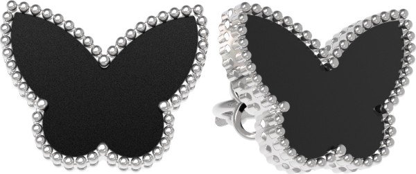 Серьги из белого золота c ониксом