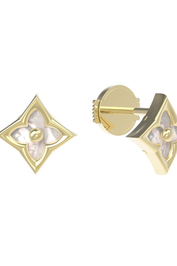 Серьги из лимонного золота c перламутром