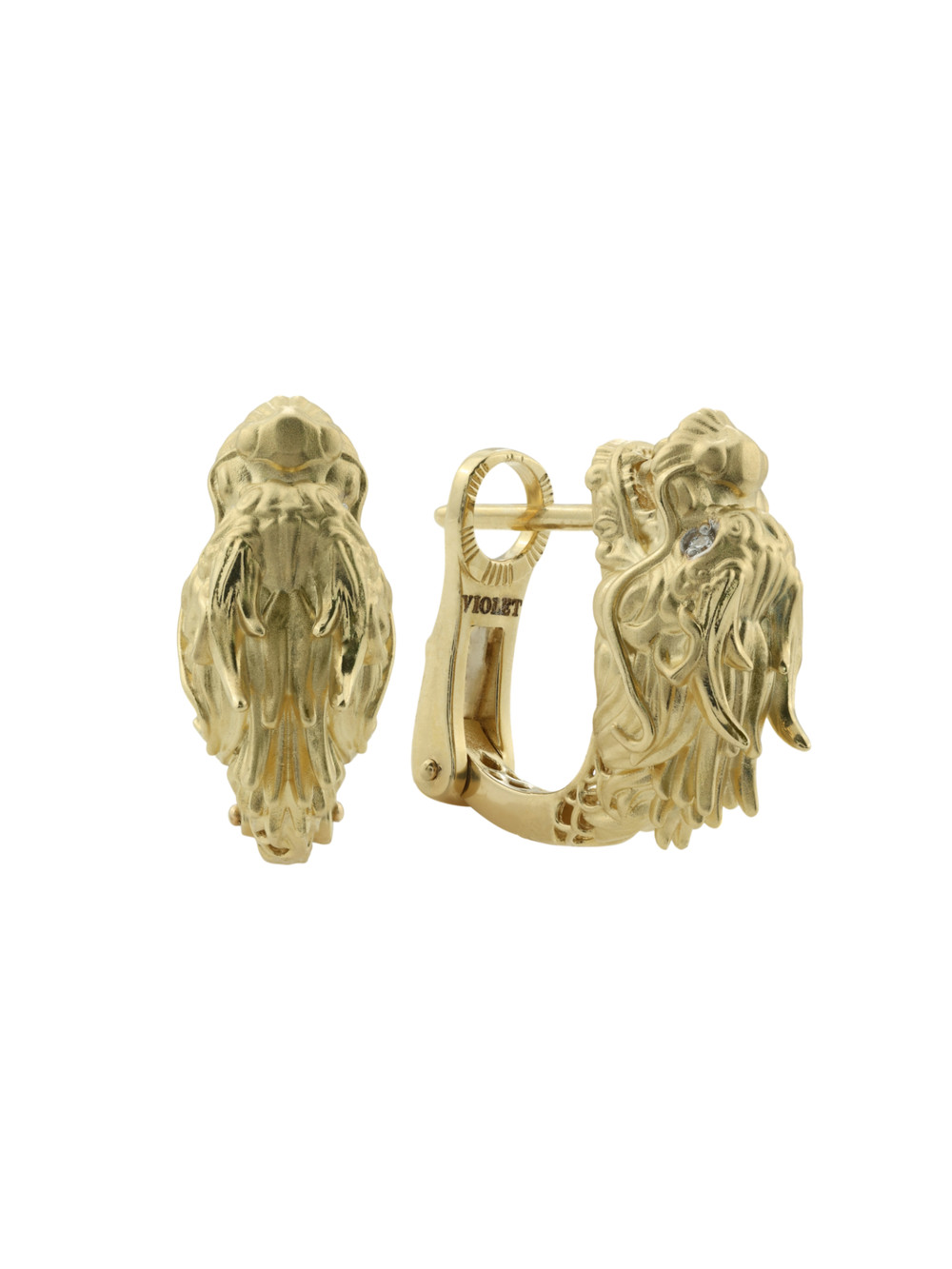 Серьги из лимонного золота 585 пробы c бриллиантами