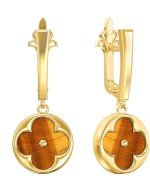 Серьги из лимонного золота c тигровым глазом