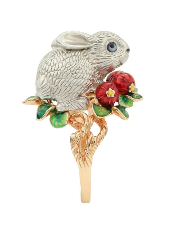 Кольцо из красного золота 585 пробы c эмалью