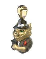 Подвеска из лимонного золота c эмалью, бриллиантами и рубином