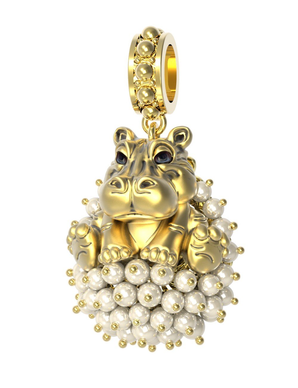 Подвеска из лимонного золота c эмалью и жемчугом